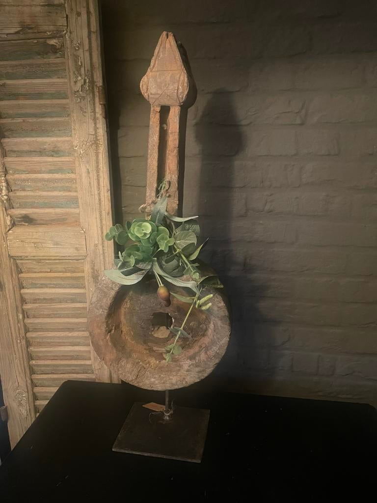 Houten vijzel XL op statief, ., Ophalen of Verzenden, Zo goed als nieuw, .