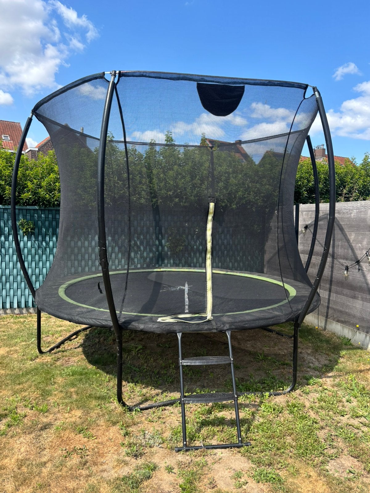 Trampoline 300cm met veiligheidsnet en ladder exit, Ophalen, Gebruikt