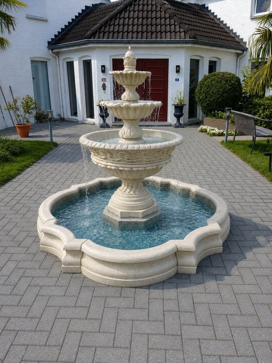 Zandsteen look fontein met rand, Tuin en Terras, Ophalen, Nieuw, Beton, Fontein