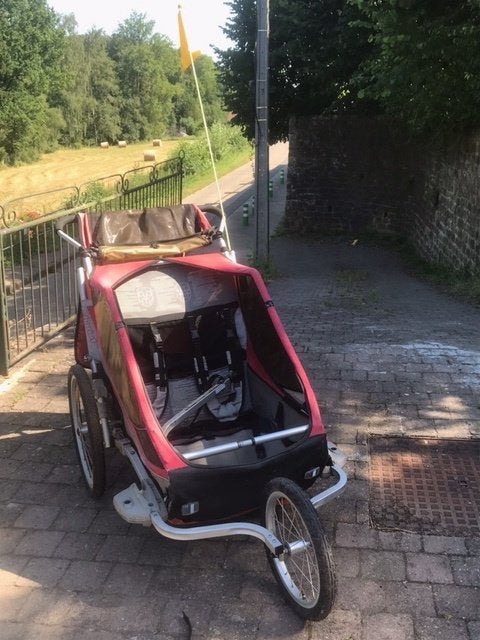Remorque vélo enfant CHARIOT 2 places, Vélos & Vélomoteurs, 40 à 60 kg, Pliable, Enlèvement, Remorque pour enfant