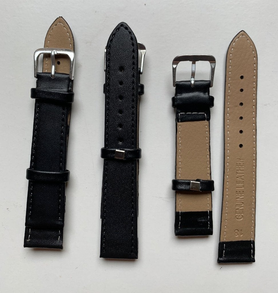 Lot de 3 bracelets pour montre en cuir noir 18mm, Enlèvement ou Envoi, Neuf, Noir, Cuir