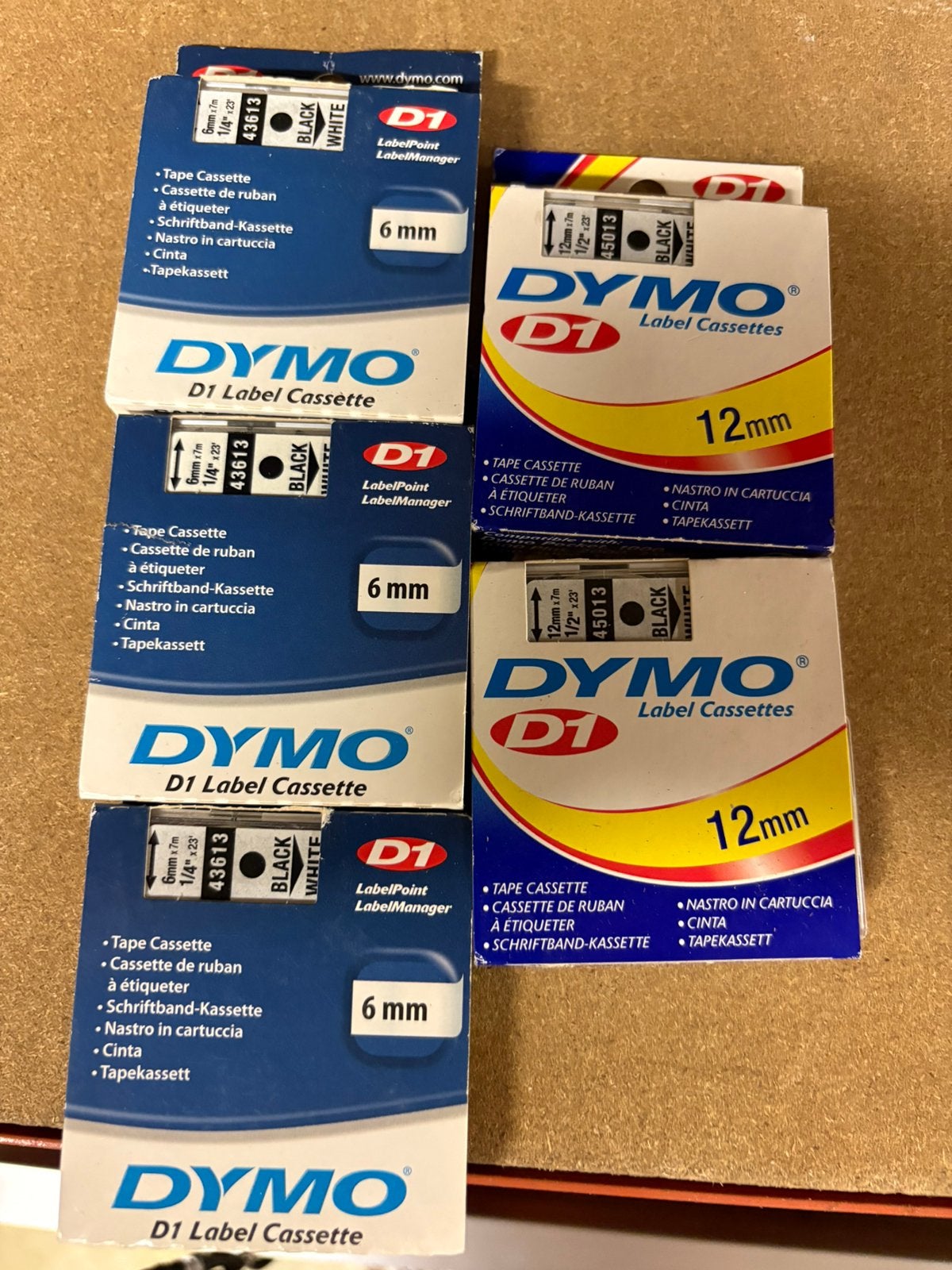 5 x Dymo labels voor labelprinter. 6 mm en 12 mm, Ophalen, Nieuw