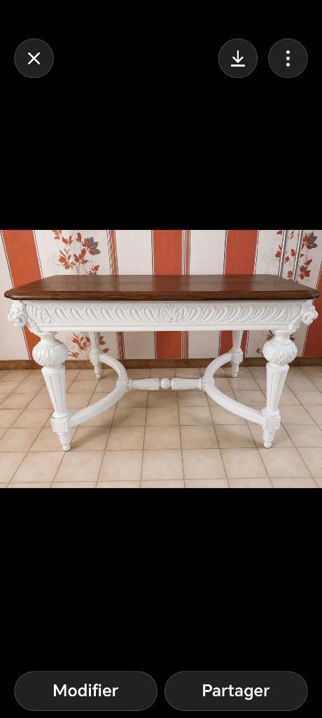 Table à manger sablé et rénové, 100 à 150 cm, Quatre personnes, Renaissance, Enlèvement