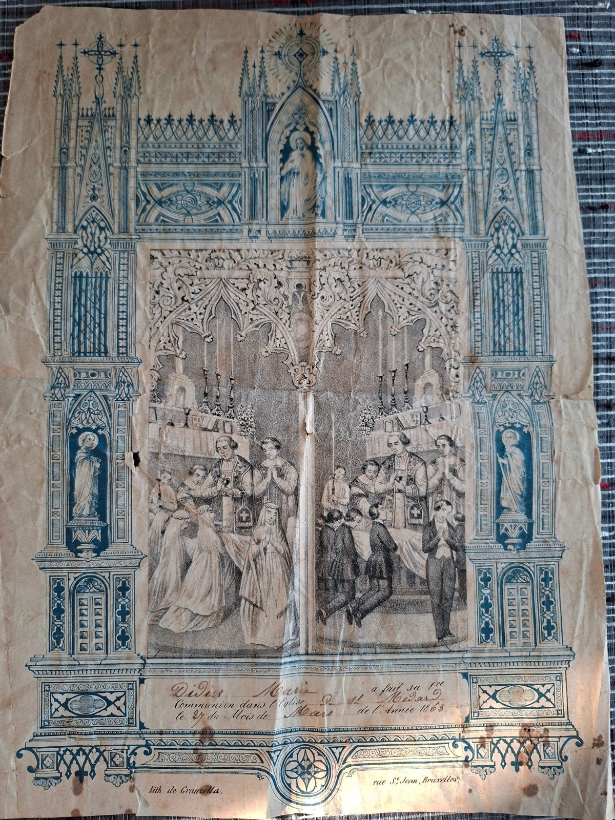 Oude communie affiches Wavre, Ophalen