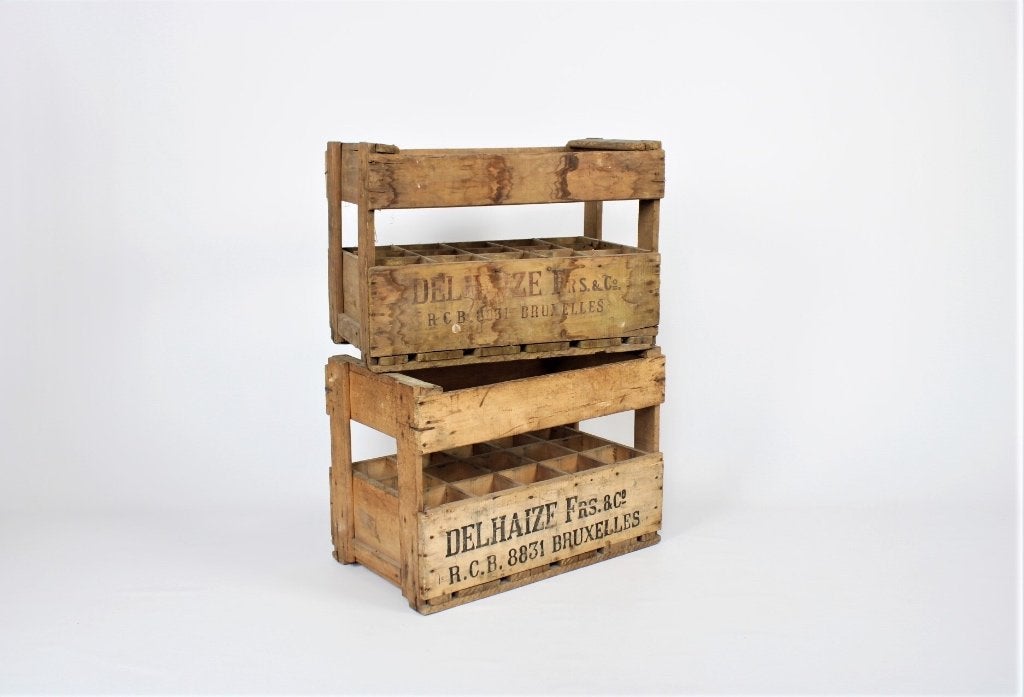 Oude houten kist van Delhaize Frères, Antiek en Kunst, Ophalen