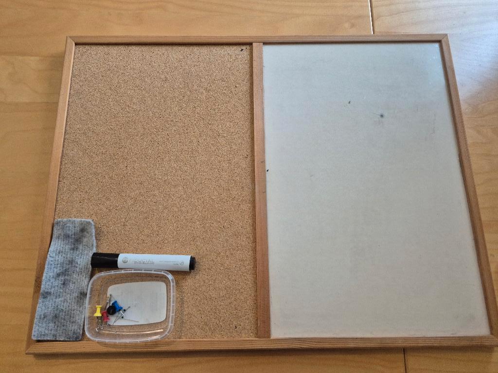 Whiteboard met prikbord, Ophalen, Gebruikt, Prikbord