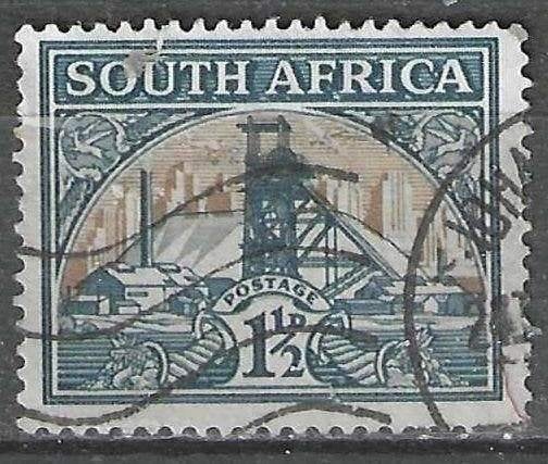 Afrique du Sud 1933 - Yvert 76 - Mine d'or - 1 1/2 p. (ST), Timbres & Monnaies, Timbres | Afrique, Affranchi, Afrique du Sud, Envoi