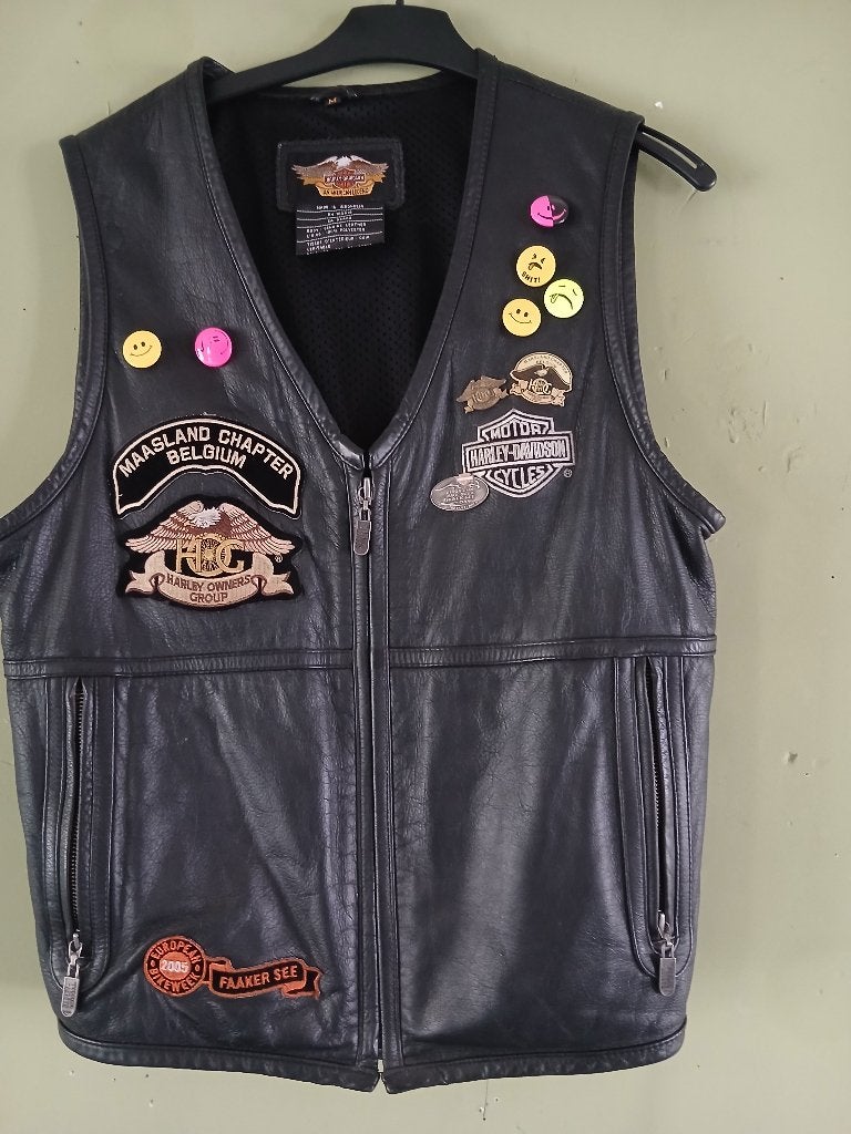 lederen vest, motoren,motorkleding;harley davidsom,maat M, Femmes, Manteau | cuir, Enlèvement, Harley davidson