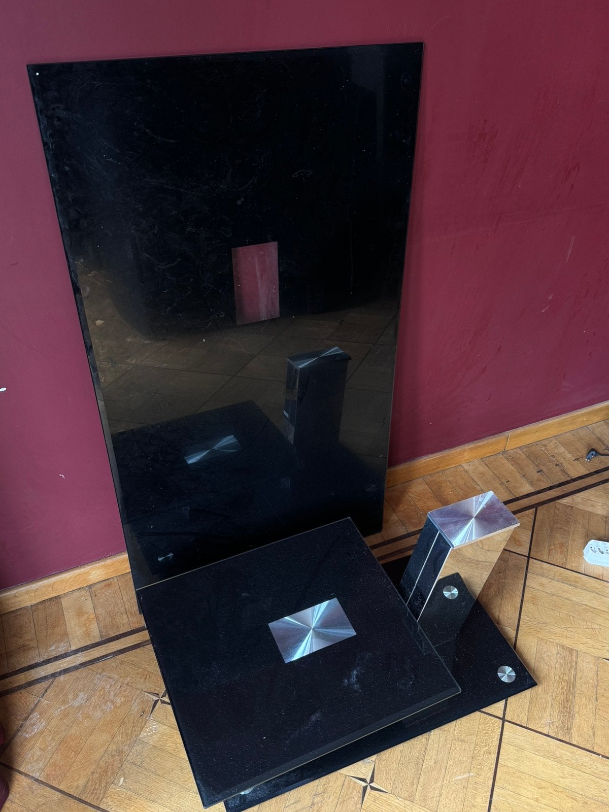 Table basse en verre noir design, Enlèvement ou Envoi, Utilisé