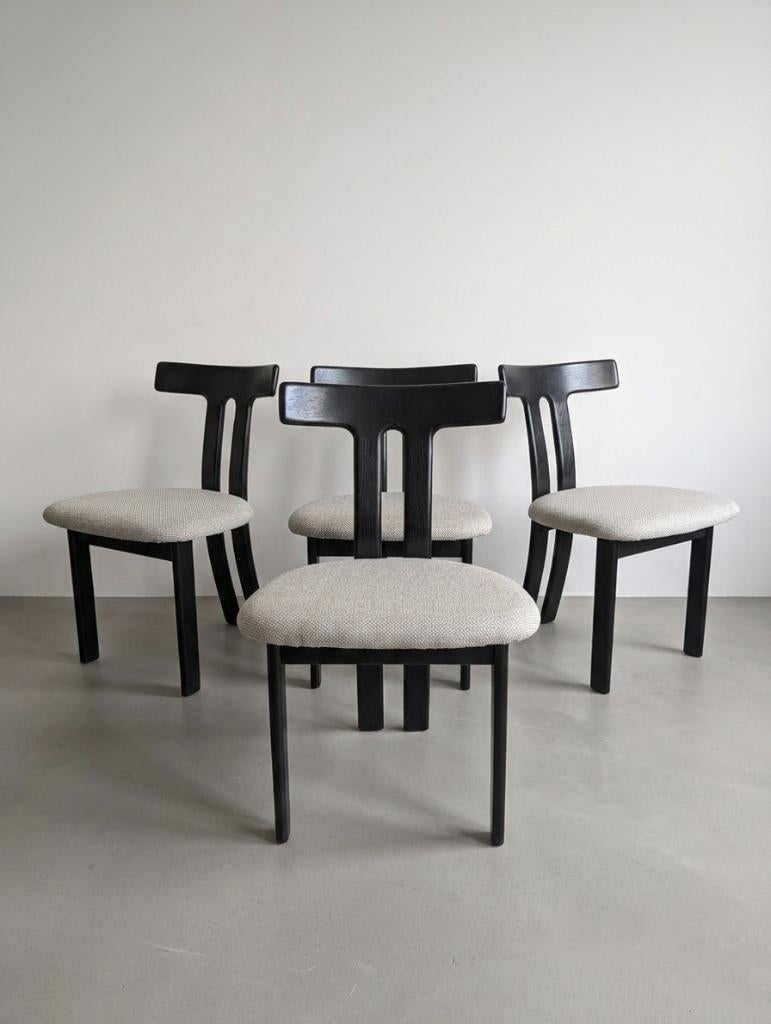 4 chaises Mid-Century T-chairs, Maison & Meubles, Chaises, Enlèvement ou Envoi, Utilisé, Midcentury, Tissus