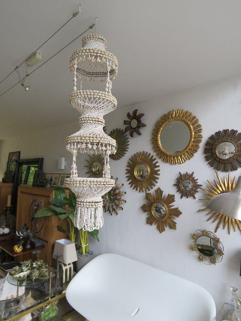 Lustre Boho avec pendentif en forme de coquillage, art 1960s, Enlèvement ou Envoi