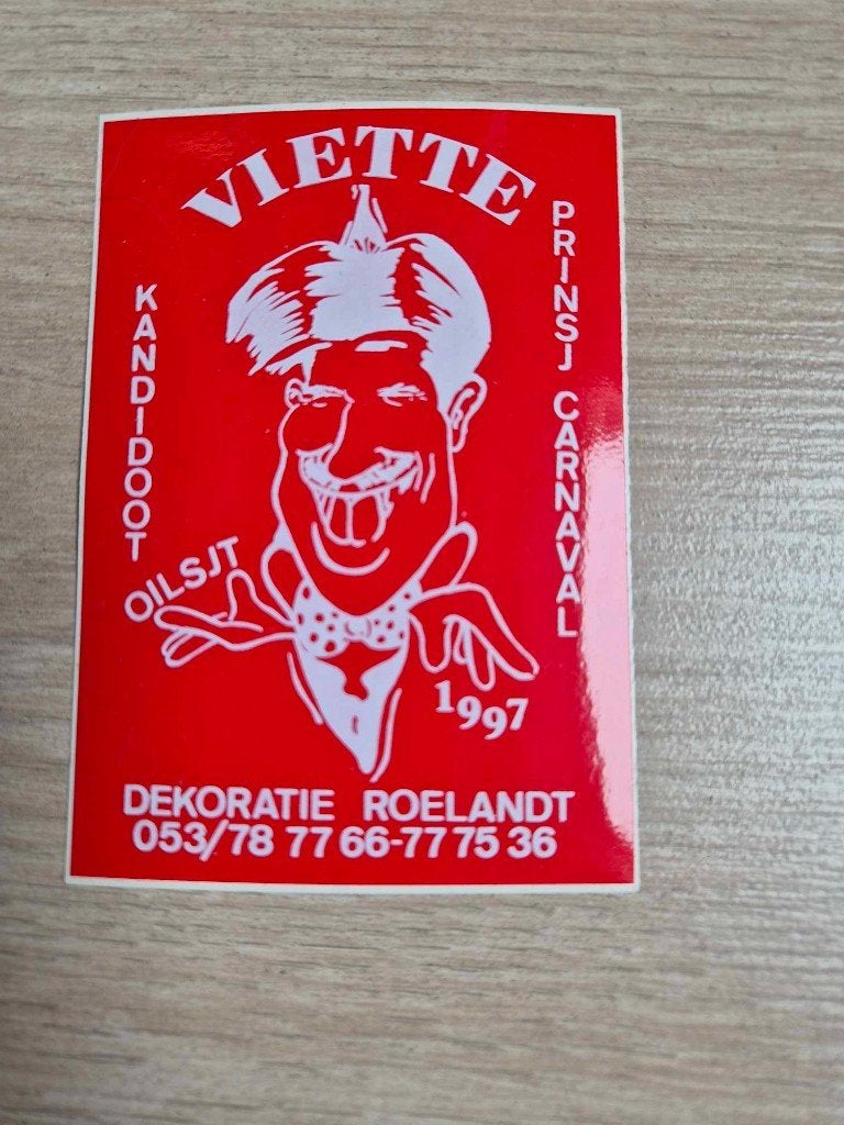 Carnaval Aalst sticker kandidaat prins carnaval viette 1997, Ophalen of Verzenden