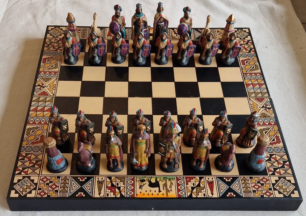 Grand jeu d'échecs en bois du Pérou - Fait main - Nouveau, 1 ou 2 joueurs, Envoi, Neuf