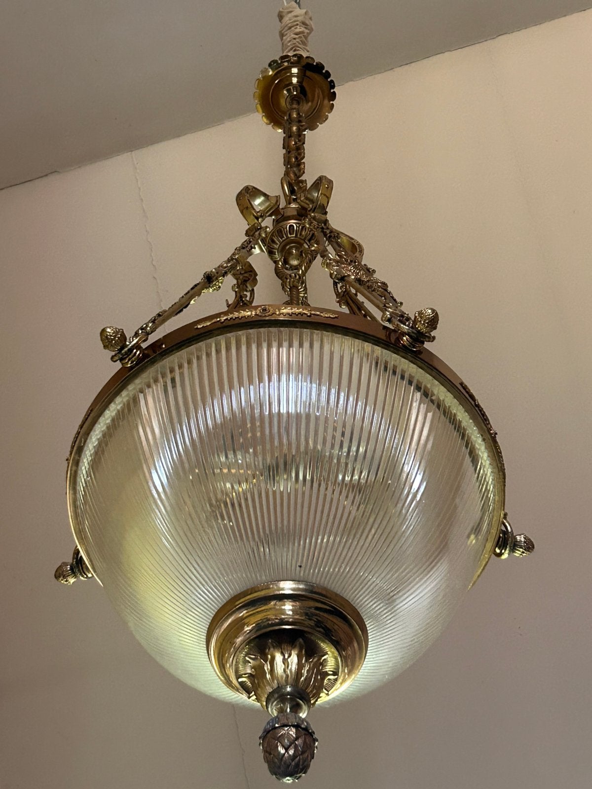 Suspension en laiton, Maison & Meubles, Lampes | Lustres, Enlèvement, Utilisé, Verre