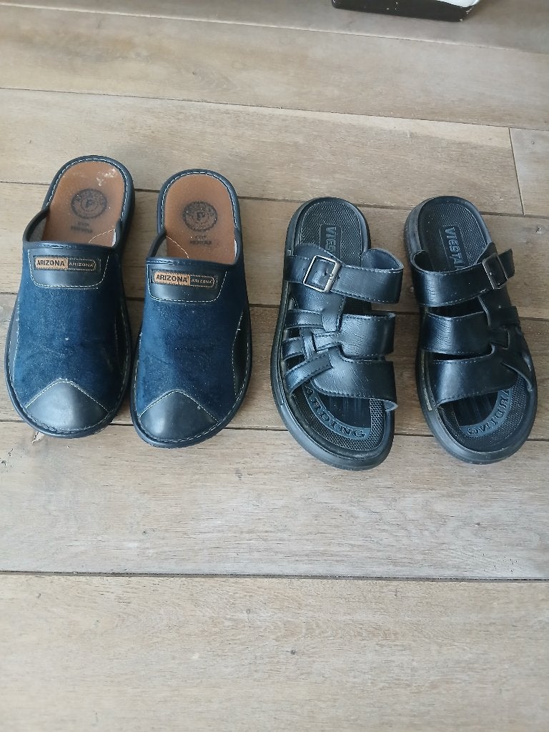 2 paires de pantoufles pour hommes, Enlèvement, Pantoufles, Porté, Noir