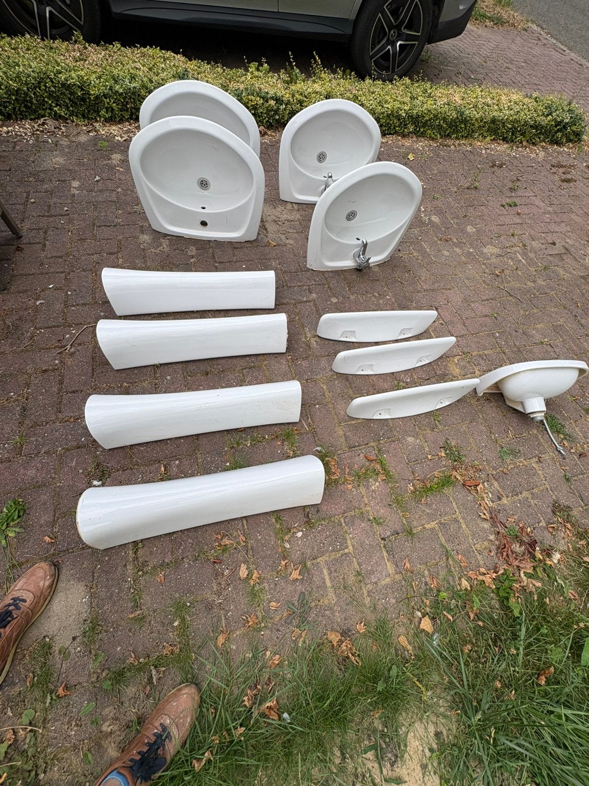 Witte spoelbakken en wasbakplanken, Huis en Inrichting, Badkamer | Badkamermeubels, Ophalen, Zo goed als nieuw, Wasbak of Wastafel