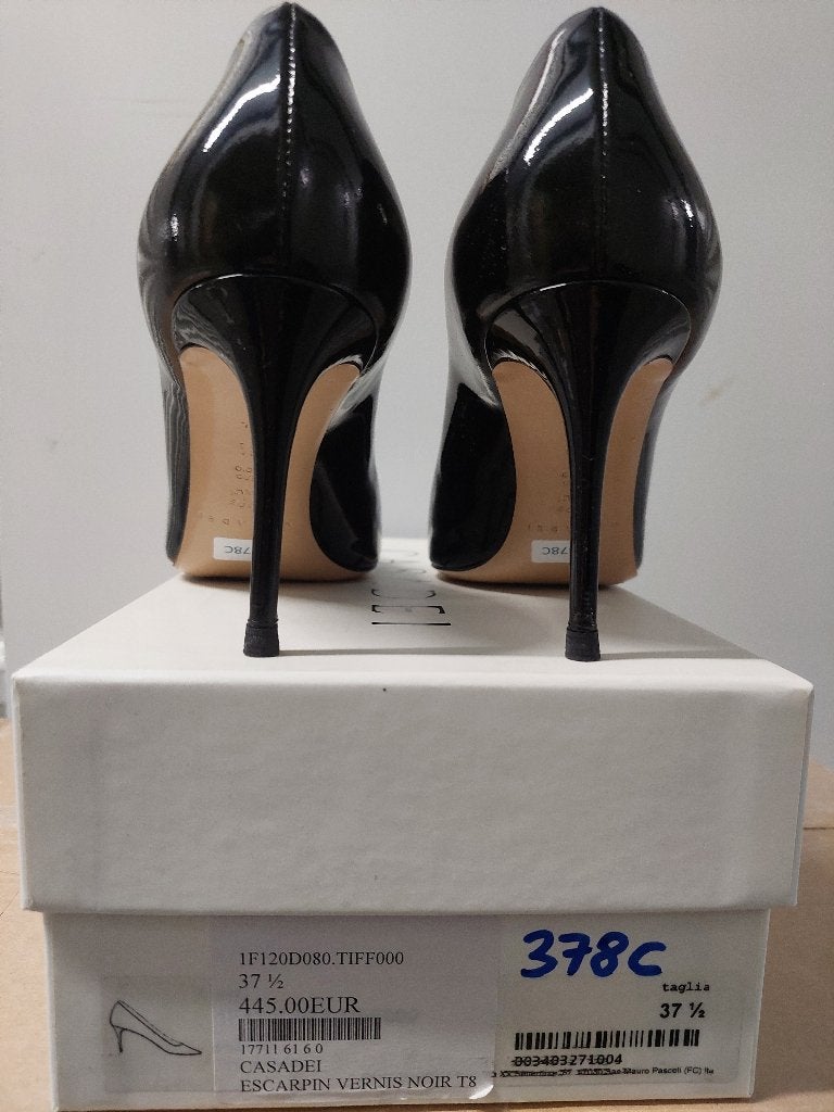 378C* Casadei -sexy zwarte pumps van lakleer (37,5), Kleding | Dames, Schoenen, Pumps, Verzenden, Zwart, Zo goed als nieuw