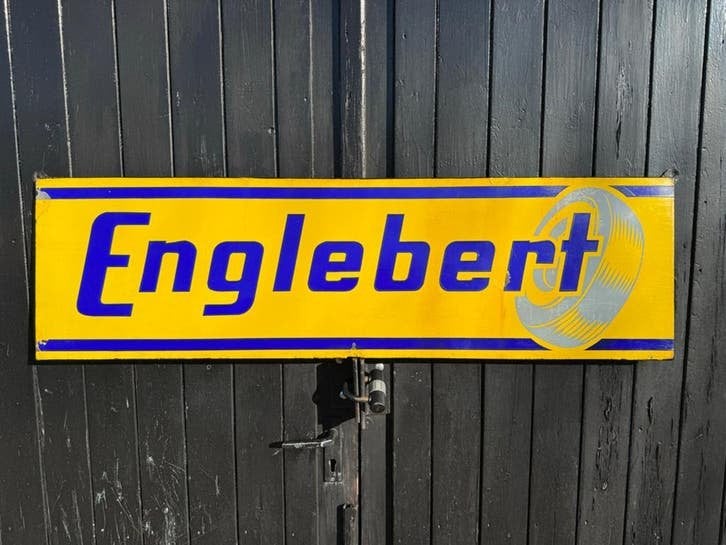 Vintage Emaille Reclamebord Englebert Banden, Enlèvement