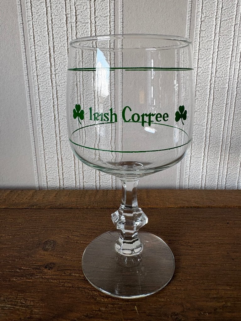 Set van 7 Vintage Irish Coffee Glazen • Groene Opdruk, Ophalen of Verzenden, Zo goed als nieuw, Overige typen