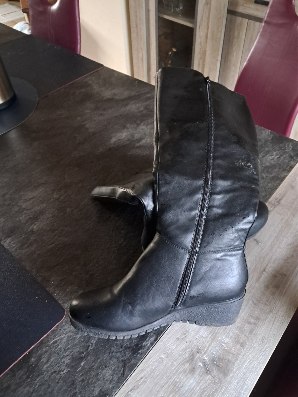 bottes en cuir avec elastique, Enlèvement ou Envoi, Porté, Bottes hautes, Noir