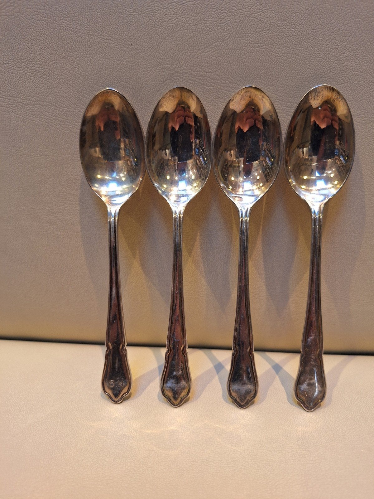 4 verzilverde lepels, Antiek en Kunst, Antiek | Zilver en Goud, Ophalen of Verzenden