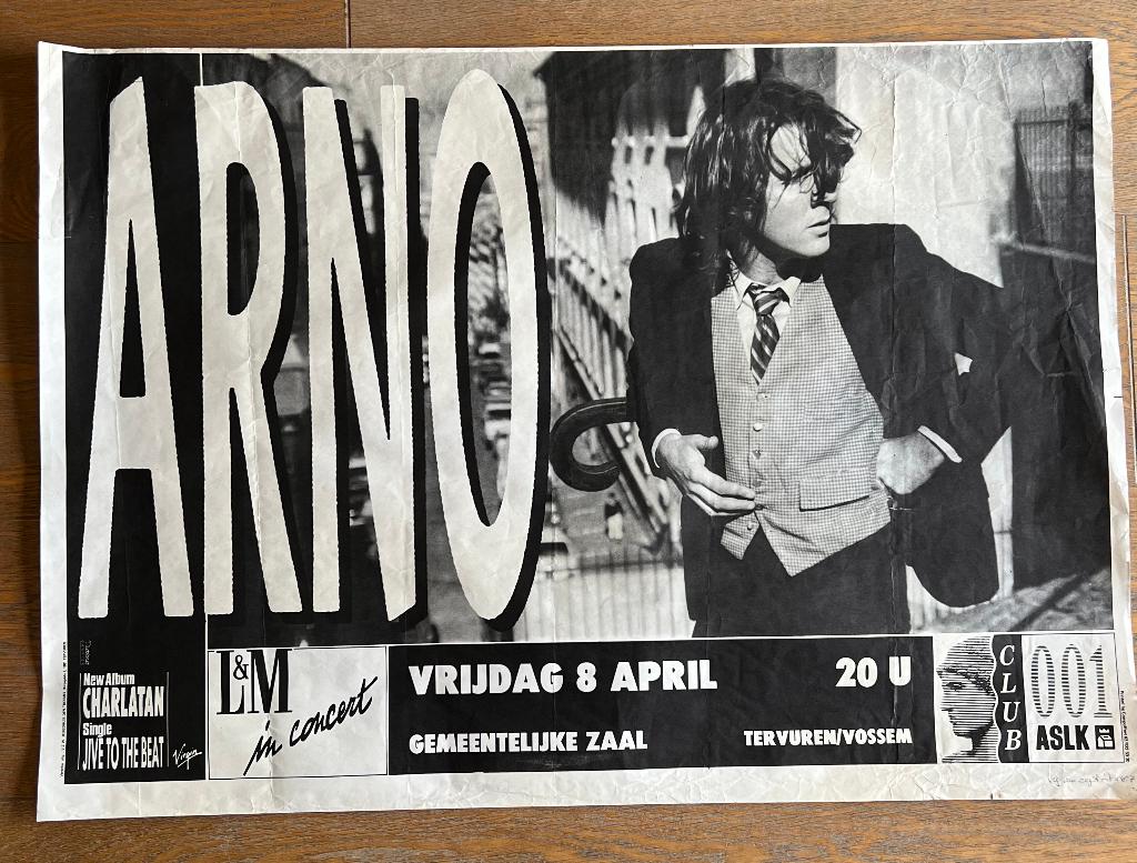 Vintage poster van het concert van Arno The Charlatan, Verzamelen, Ophalen, Gebruikt, Rechthoekig Liggend, A1 t/m A3
