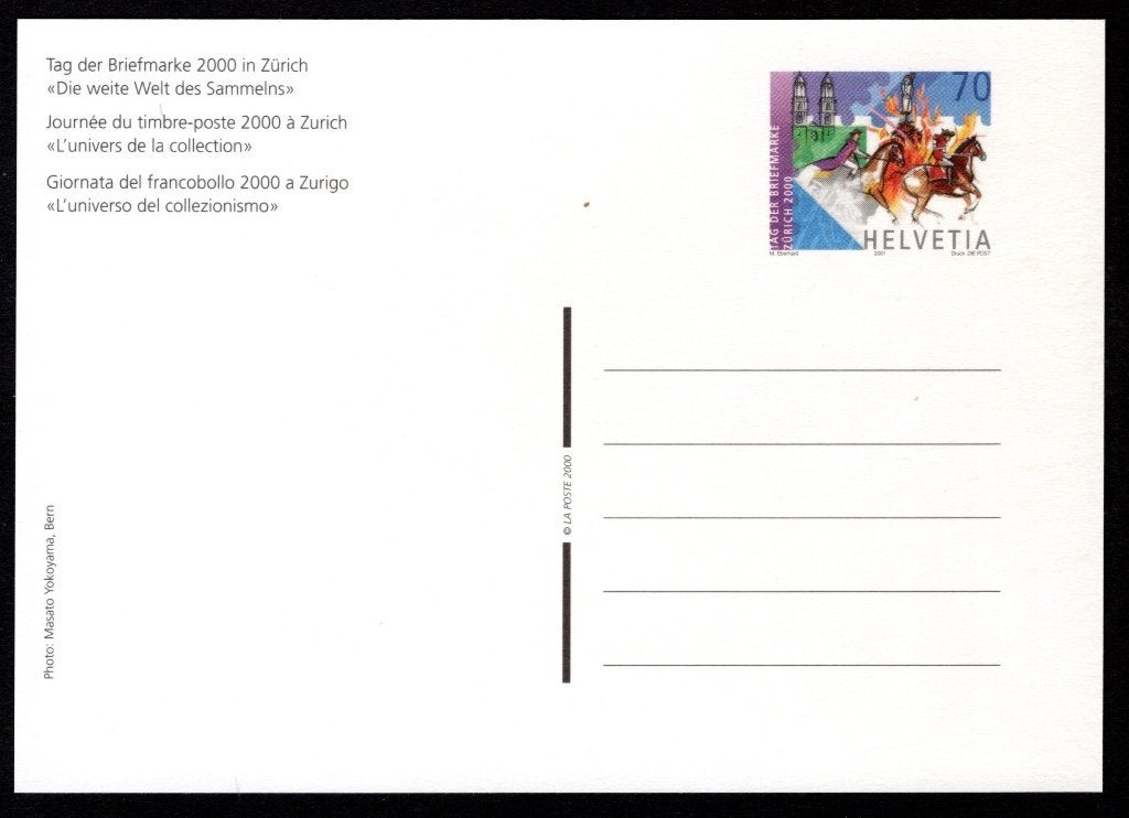 ZWITSERLAND Briefkaart Tag der Briefmarke 2000 Zurich, Verzenden, Postfris