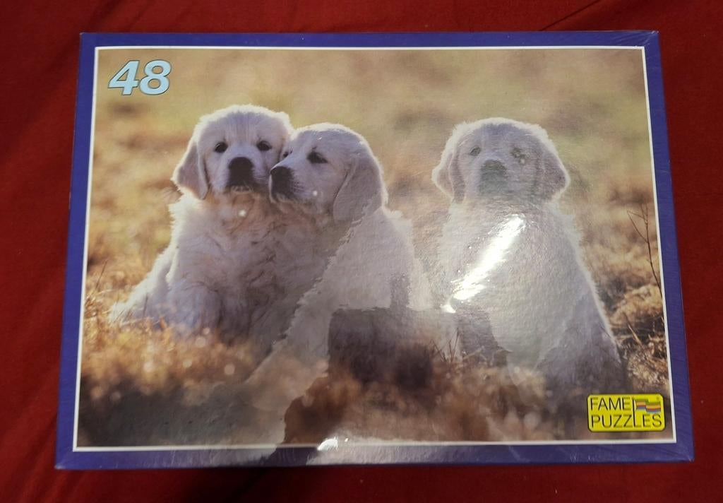 puzzel honden : Golden Retriever puppy's / 48 st. / Frame, Enlèvement ou Envoi