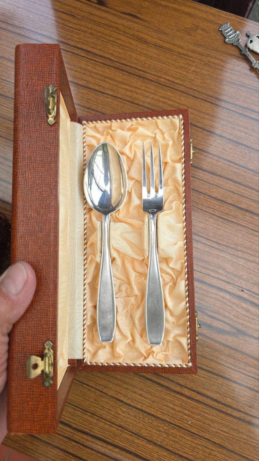 Antiek/vintage giftset bestek B. Wiskemann, Antiek en Kunst, Ophalen of Verzenden