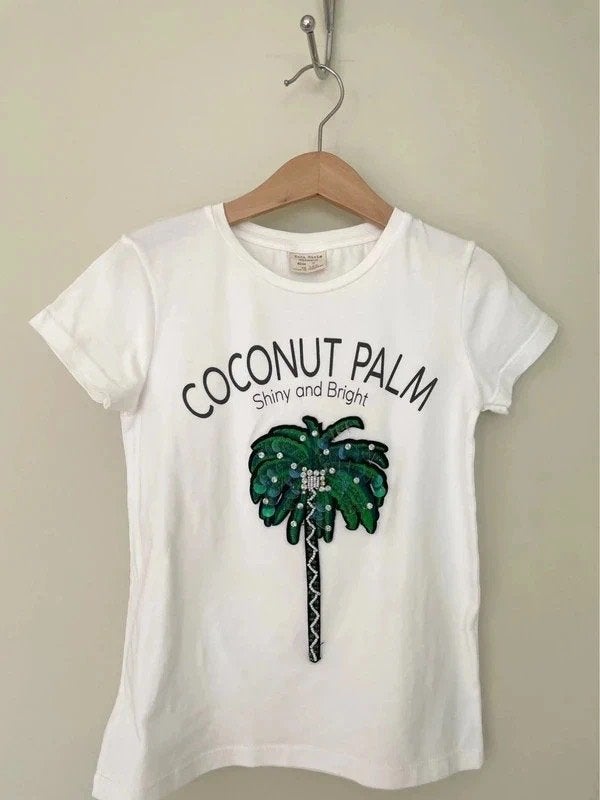 T-shirt fille avec sequins, Zara, 7 ans (122 cm), Enlèvement ou Envoi, Utilisé, Fille
