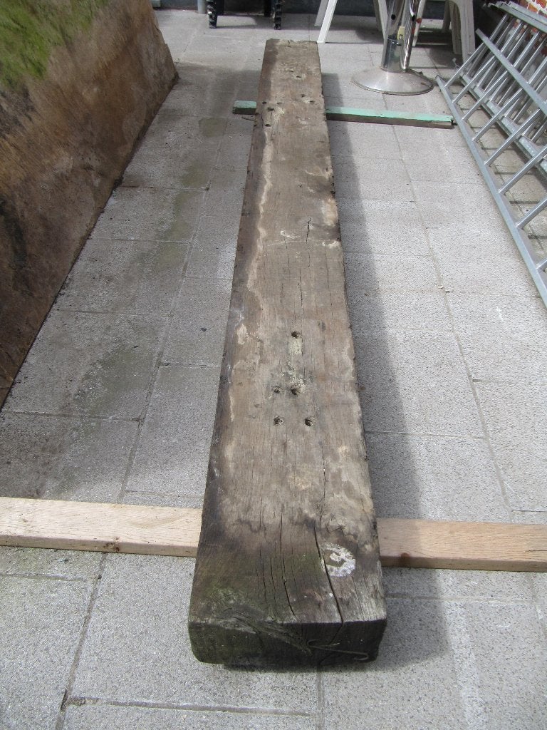 ZWARE OUDE EIKEN BALK, Gebruikt, Eiken, 300 cm of meer, Balk