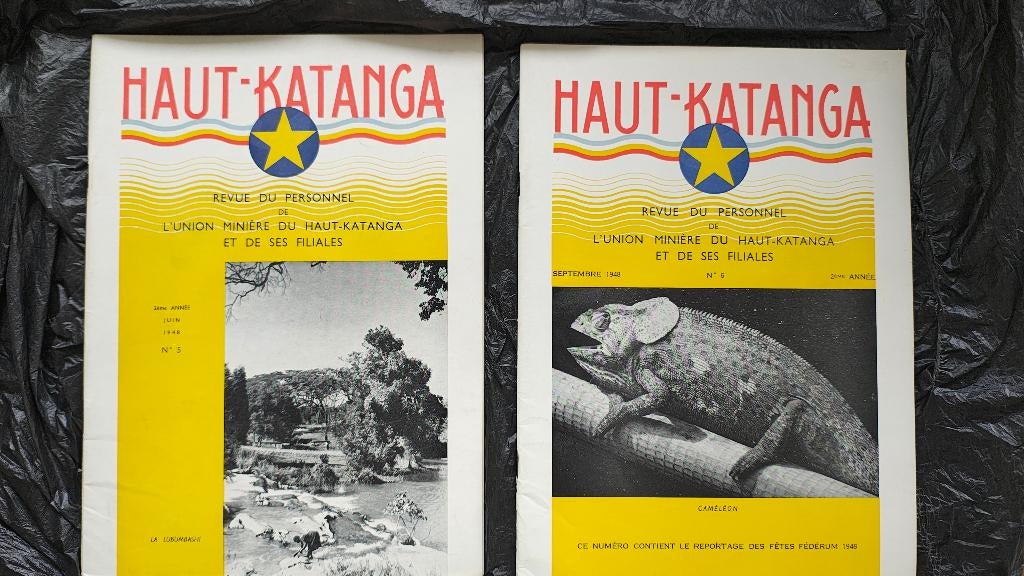Union Minière Katanga Congo Belge Belgique 2 revues, 20e siècle ou après, Envoi, COLLECTIF, Utilisé