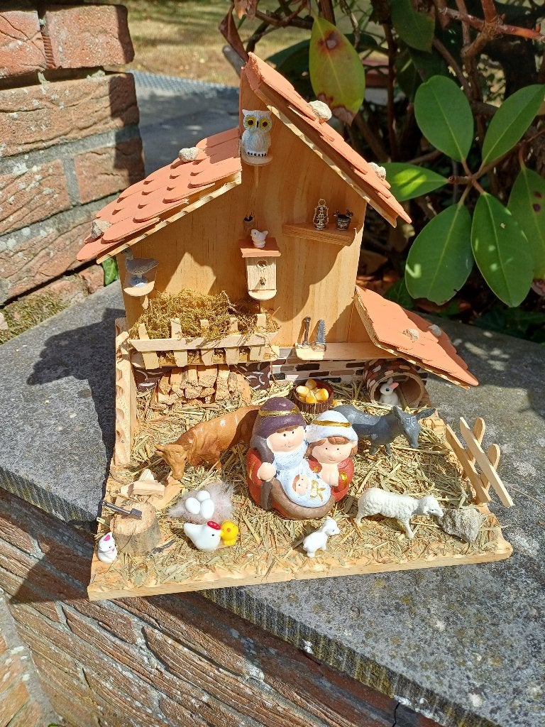 Crèche de Noël artisanale en bois neuve V39, Enlèvement ou Envoi, Neuf