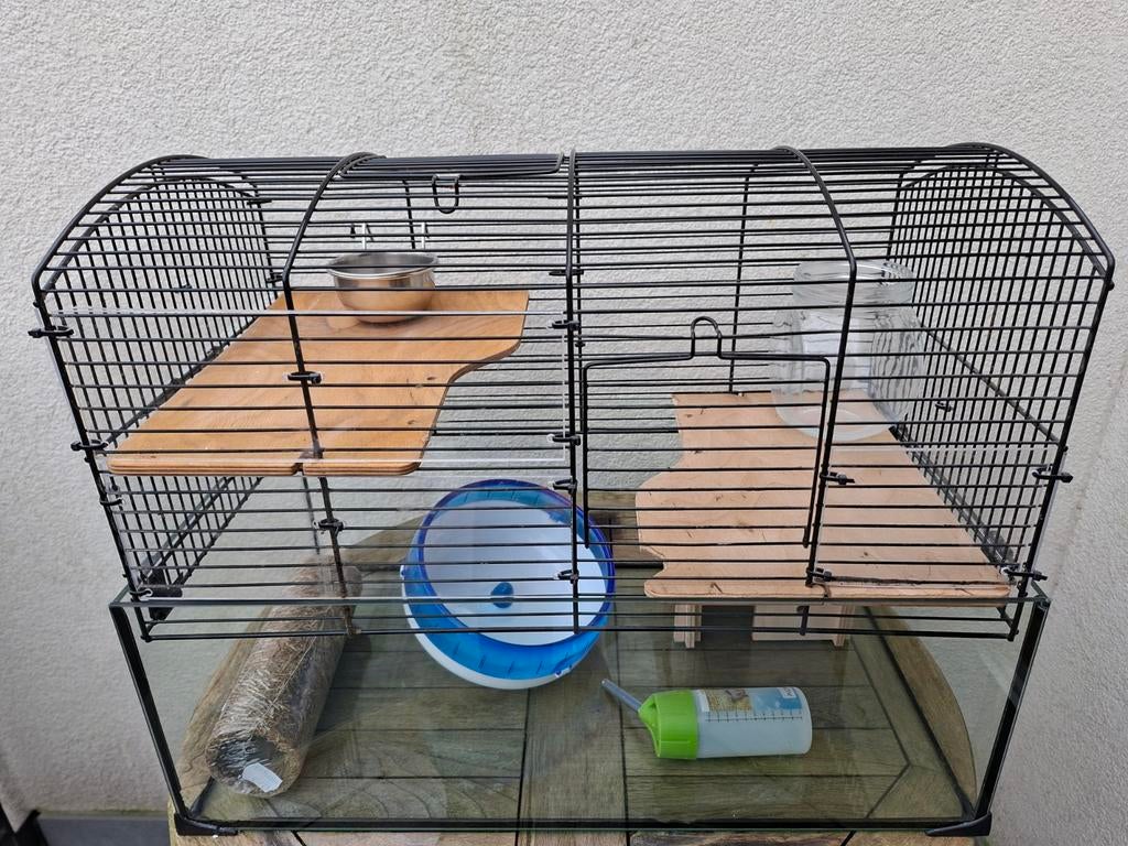 Knaagdierkooi van glas, hout en metaal, Dieren en Toebehoren, Ophalen, Kooi