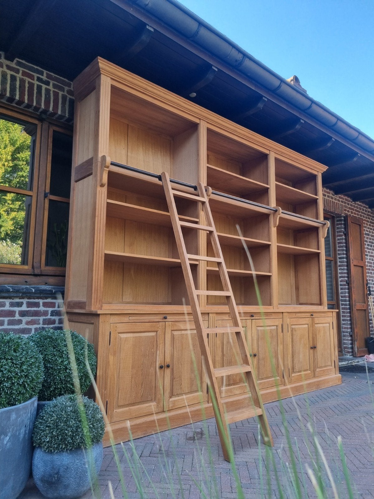 Teak boekenkast/bibliotheekkast art, Huis en Inrichting, 200 cm of meer, ., Teakhout, Ophalen of Verzenden