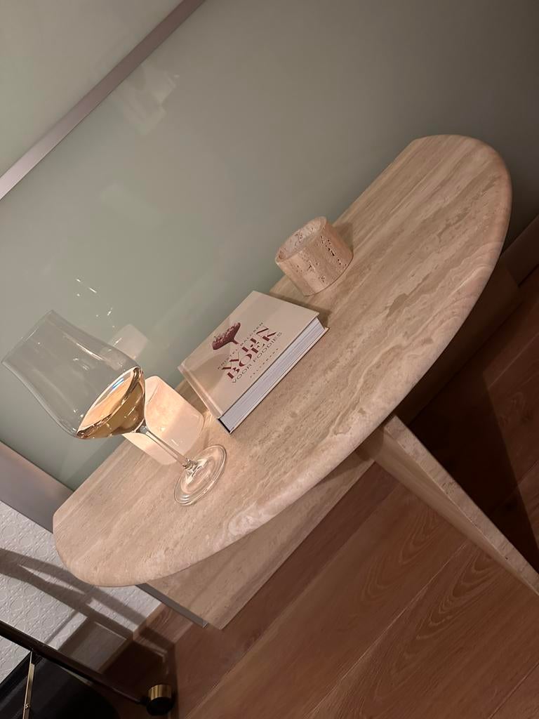 Vintage Italiaanse design travertin salontafel, Antiek en Kunst, Antiek | Meubels | Tafels, Ophalen