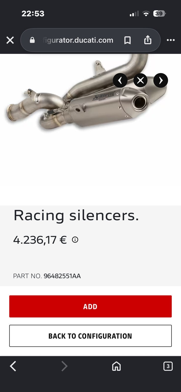Akrapovic Ducati Streetfighter V4/V4S., Ophalen