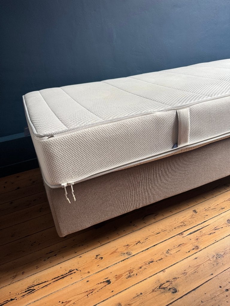 tweepersoonsbed boxspring Sleeplife, Gris, Tissu, Klassiek, Enlèvement