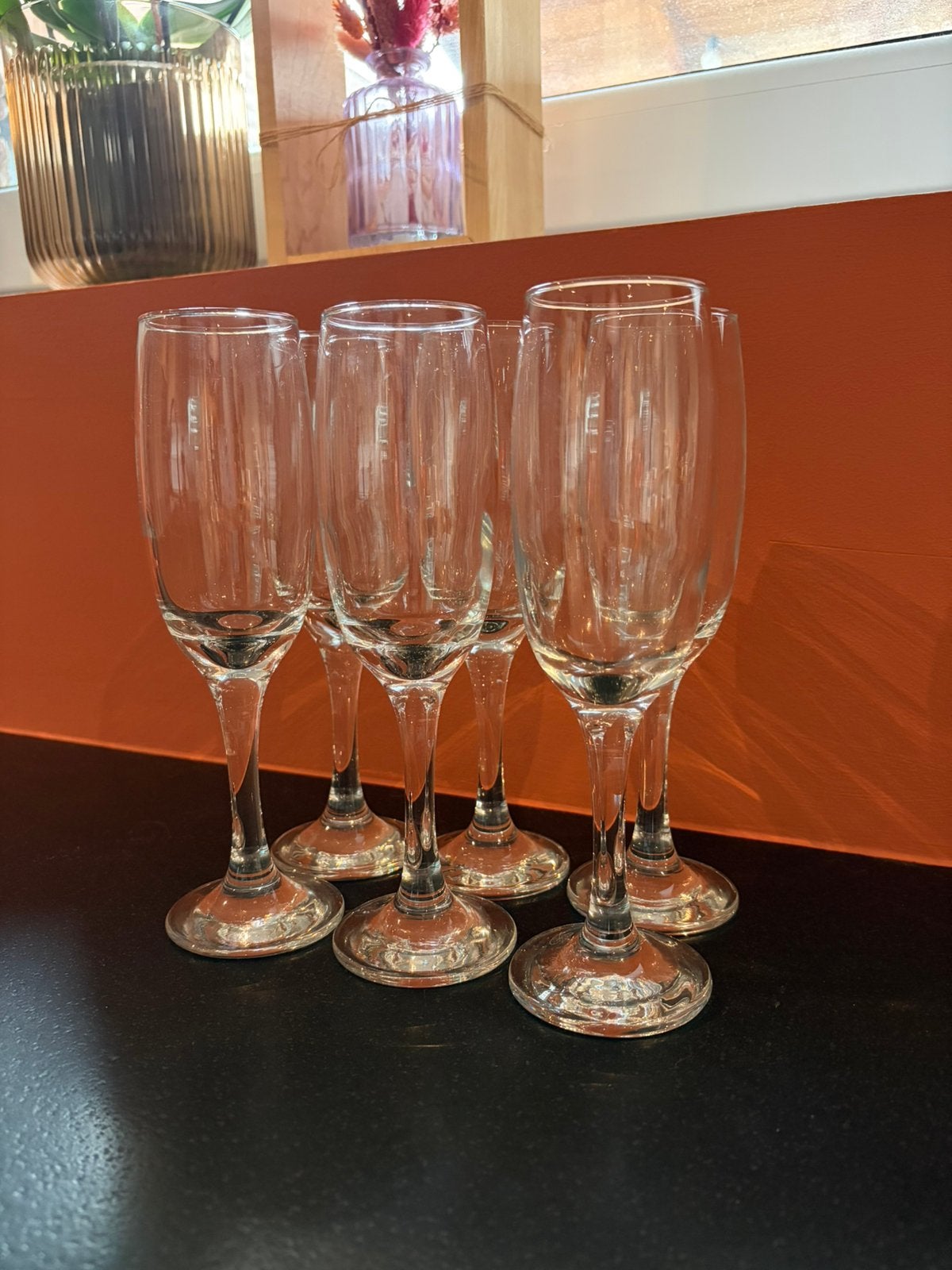 Set van 6 cavaglazen – champagneglazen, Enlèvement, Comme neuf