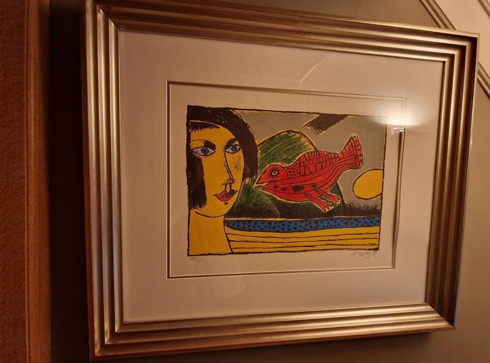 Corneille " Vrouw met Vogel ", Antiek en Kunst, Ophalen of Verzenden