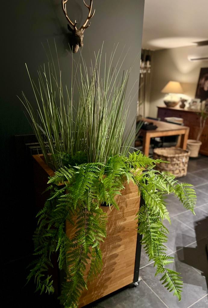 Eikenhouten plantenbak op wielen, Intérieur, Enlèvement, 60 à 100 cm, Carré