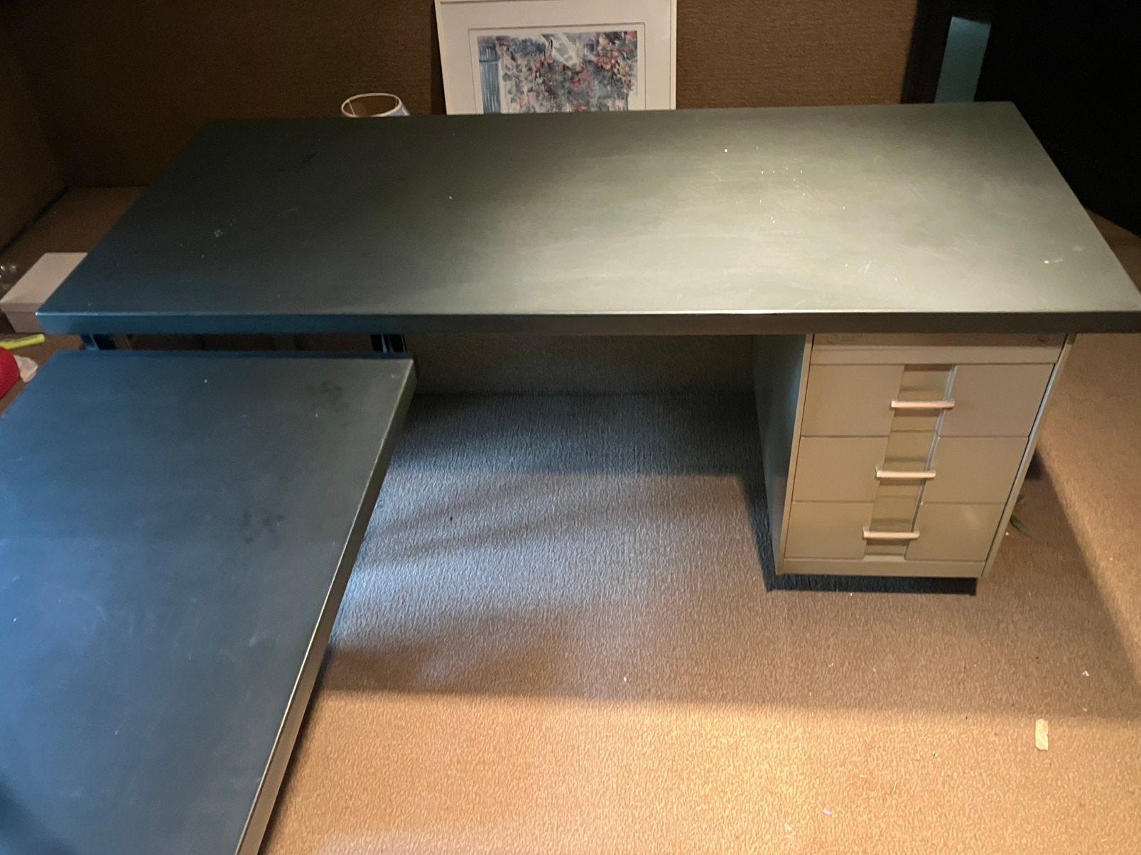 Bureau, Huis en Inrichting, Bureaus, Ophalen, Met lades, Metaal, Hoekbureau