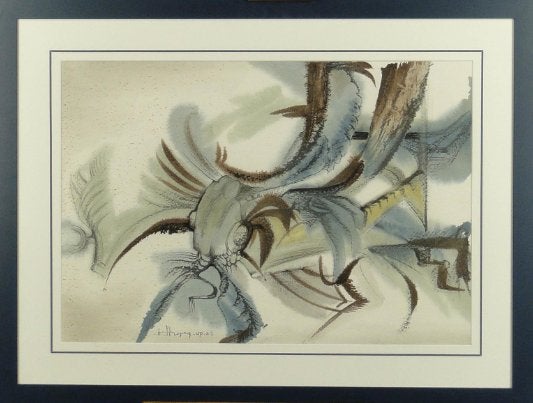 aquarelle insecte signe andre hupet, Enlèvement, Aquarelle