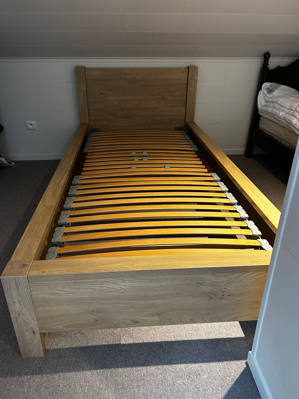 Lit avec table de chevet, 90 cm, Neutraal, Une personne, Brun