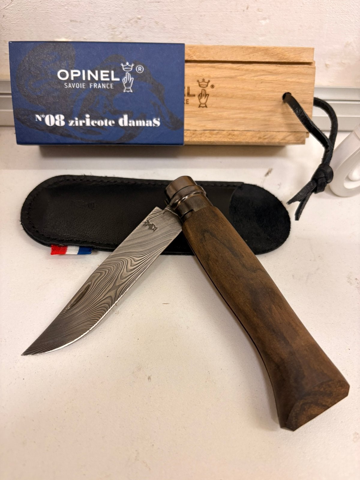 Opinel ziricote Damast No8 Frans zakmes, Ophalen of Verzenden, Nieuw