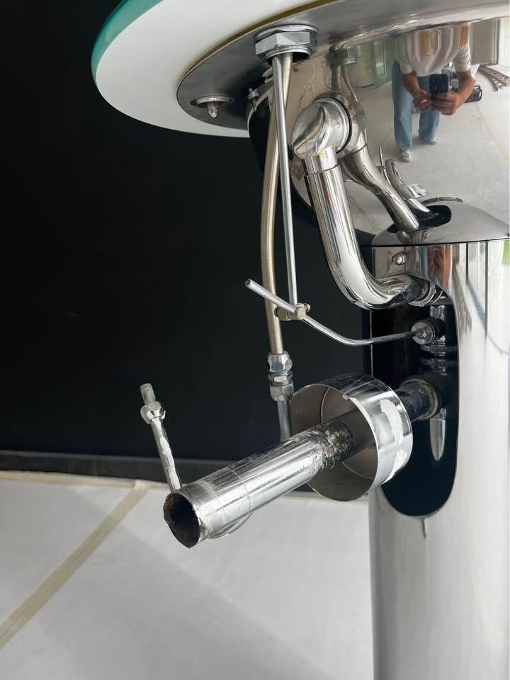 Design vrijstaande wastafel – RVS en glas, Doe-het-zelf en Bouw, Ophalen, Gebruikt, Glas, Wastafel