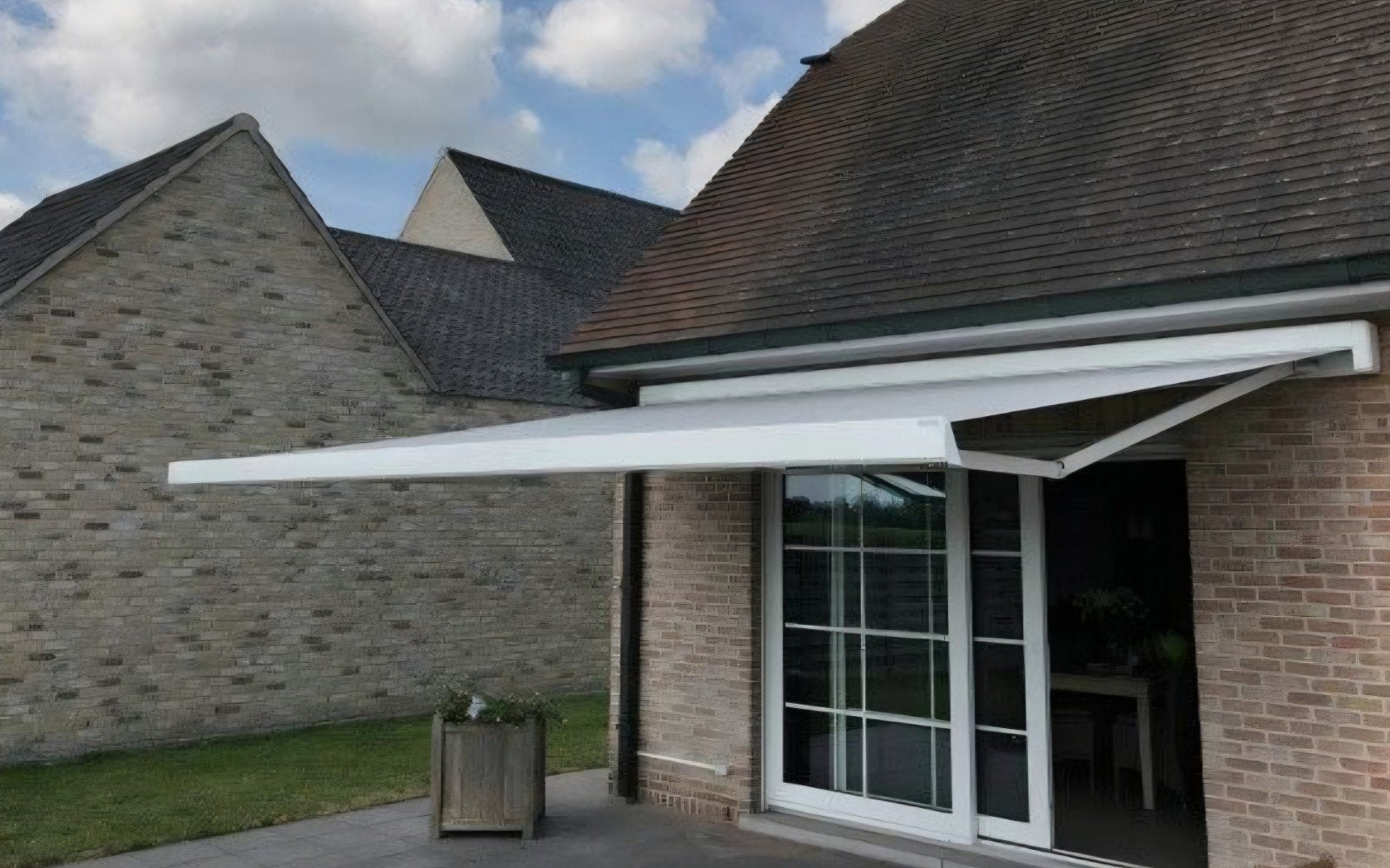 Zonneluifel elektrische in perfect staat, Ophalen, 450 cm of meer, Elektrisch, Zo goed als nieuw