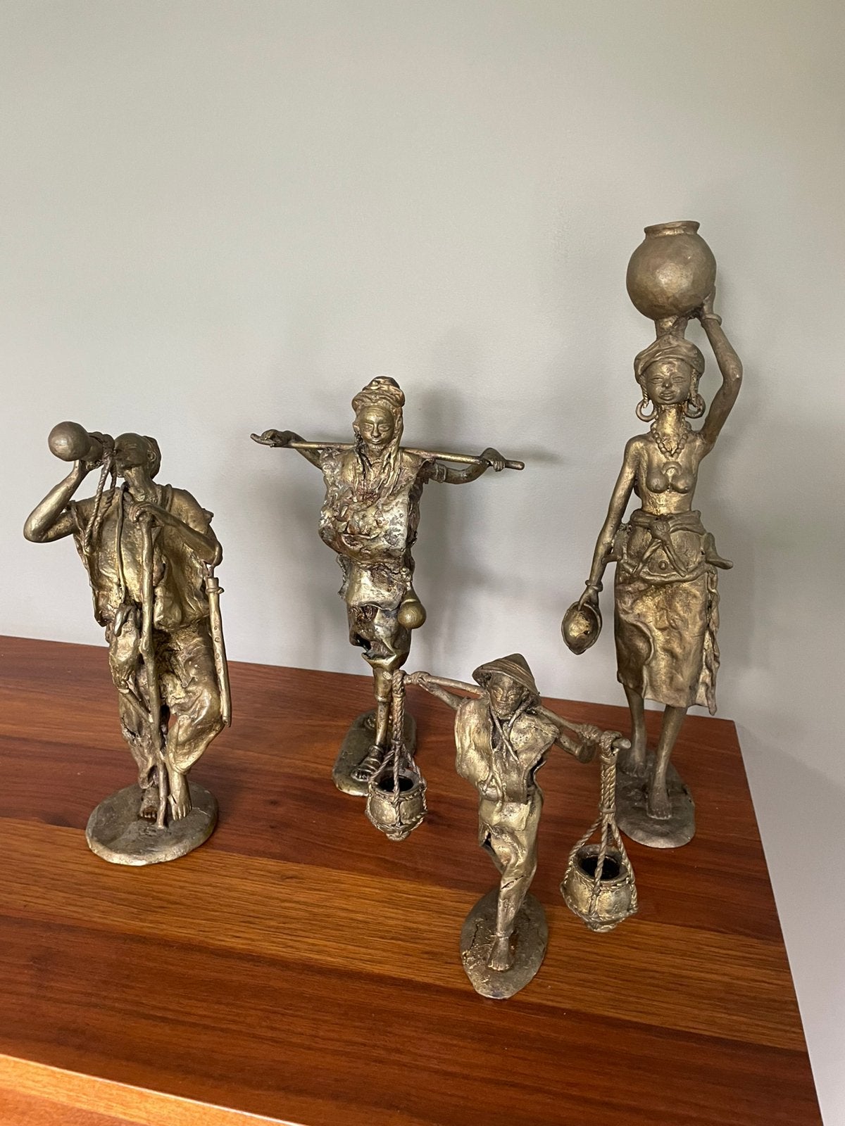 Exclusieve set van 4 bronzen beelden – Dermé Morou, Antiek en Kunst, Antiek | Brons en Koper, Ophalen, Brons