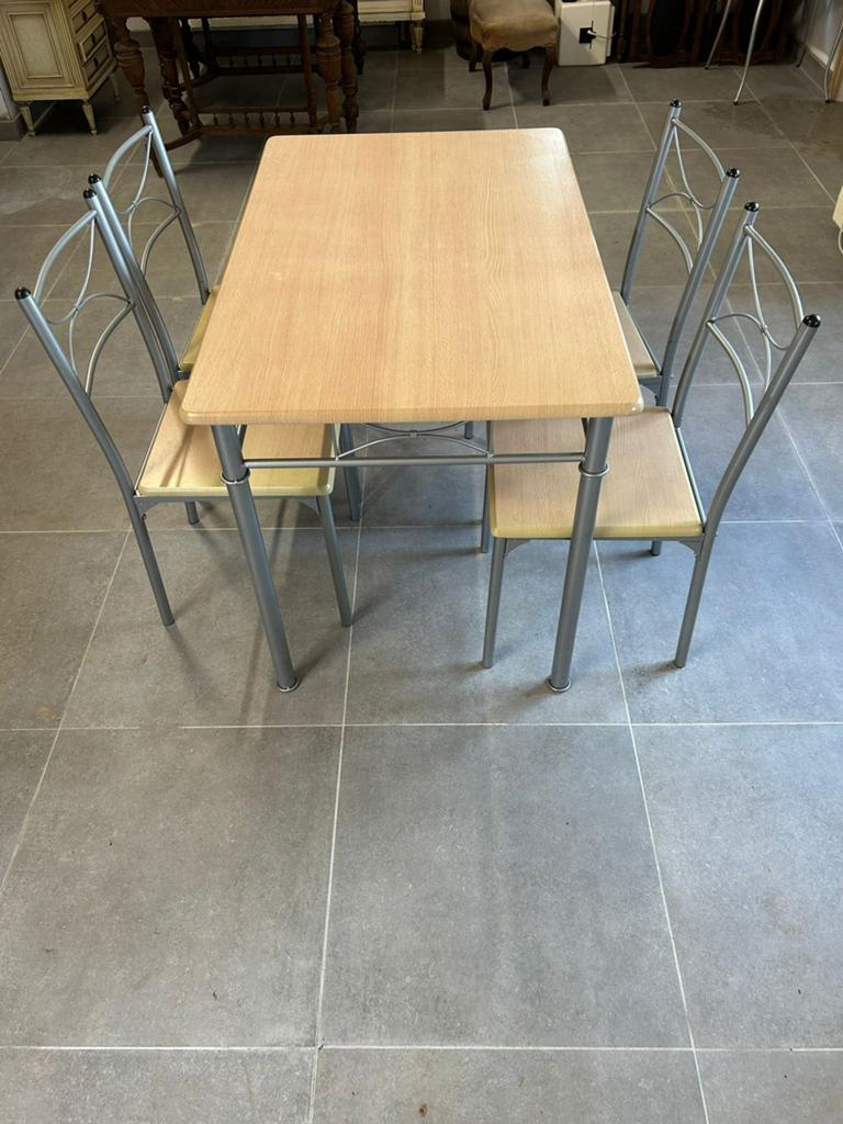 Moderne eettafel & 4 stoelen, Huis en Inrichting, Tafels | Eettafels, Ophalen, Gebruikt, 100 tot 150 cm, 50 tot 100 cm