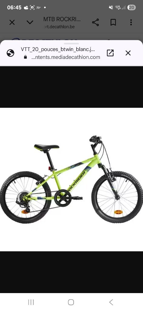 Fiets rockrider 20 inch, Ophalen of Verzenden, Zo goed als nieuw, Rockrider (Decathlon), Handrem
